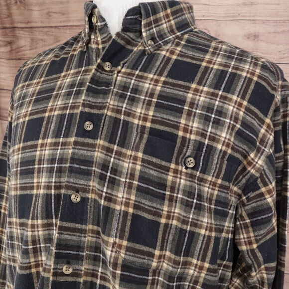 ROUNDTREE & YORKE PORTUGUESE FLANNEL BUTTON UP SHIRT MENS SZ L - Picture 2 of 6